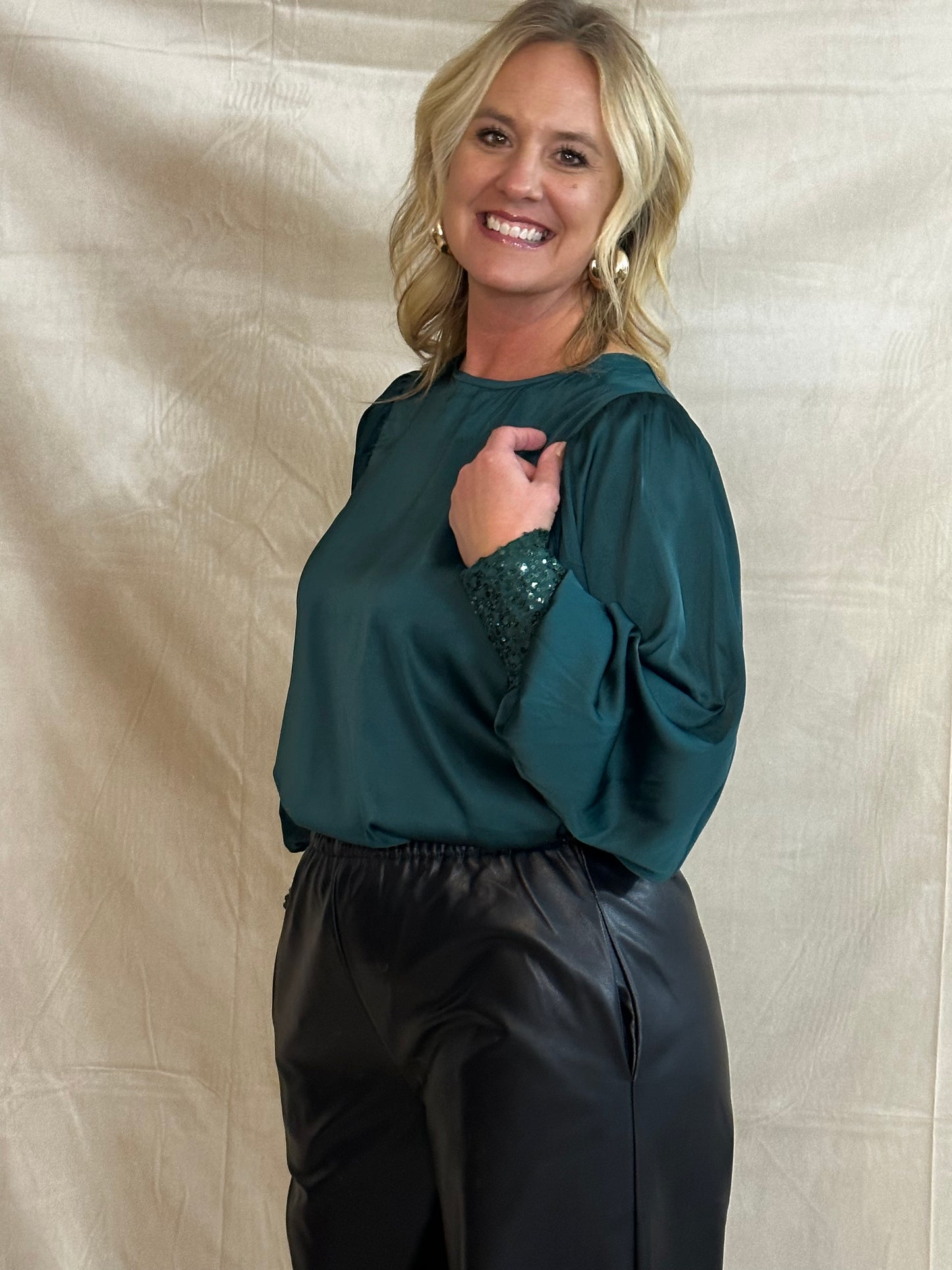 Black Leather Wide Leg Pant