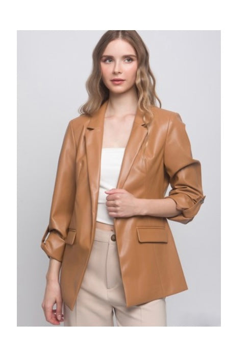 Camel Leather Blazer